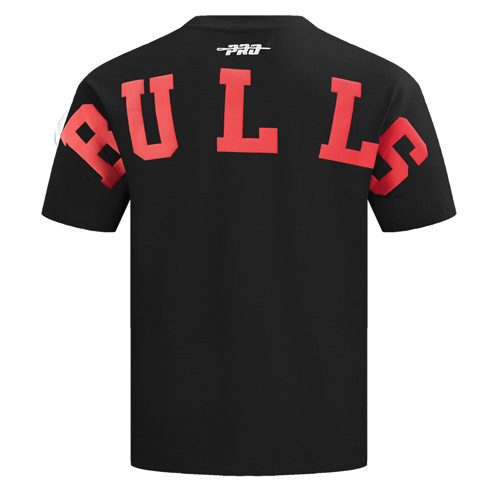 NBA CHICAGO BULLS WINGSPAN T-SHIRT EN JERSEY DE COTON À ÉPAULES TOMBANTES POUR HOMME (NOIR)
