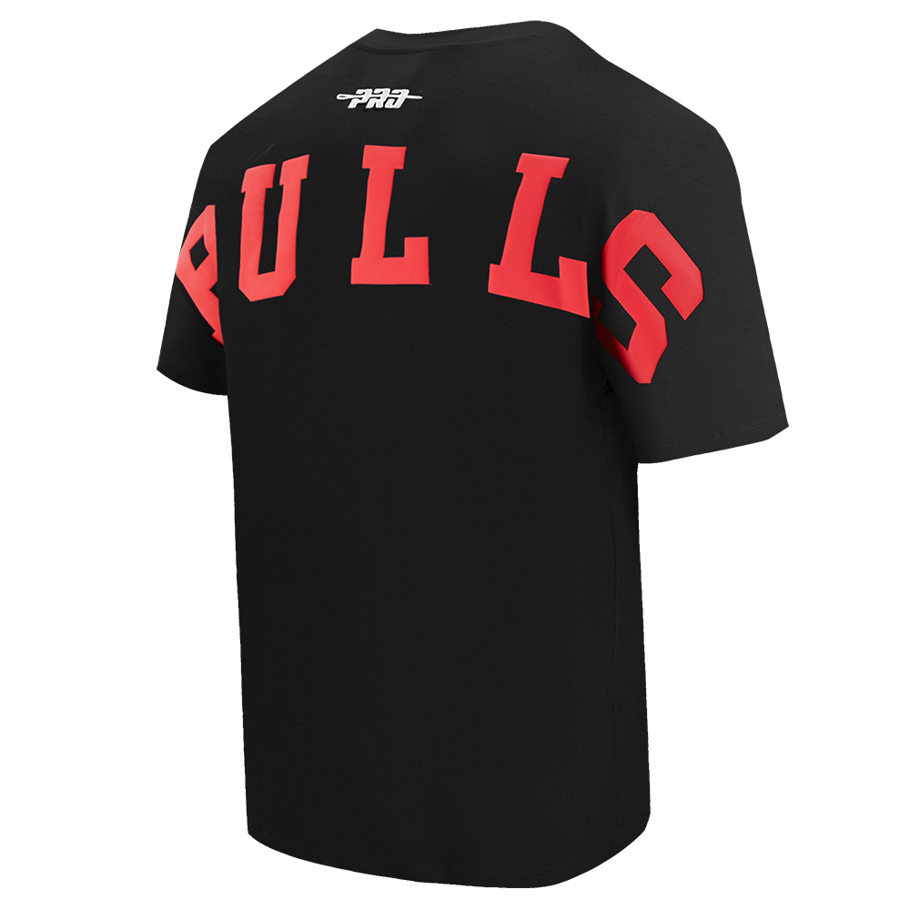 NBA CHICAGO BULLS WINGSPAN T-SHIRT EN JERSEY DE COTON À ÉPAULES TOMBANTES POUR HOMME (NOIR)