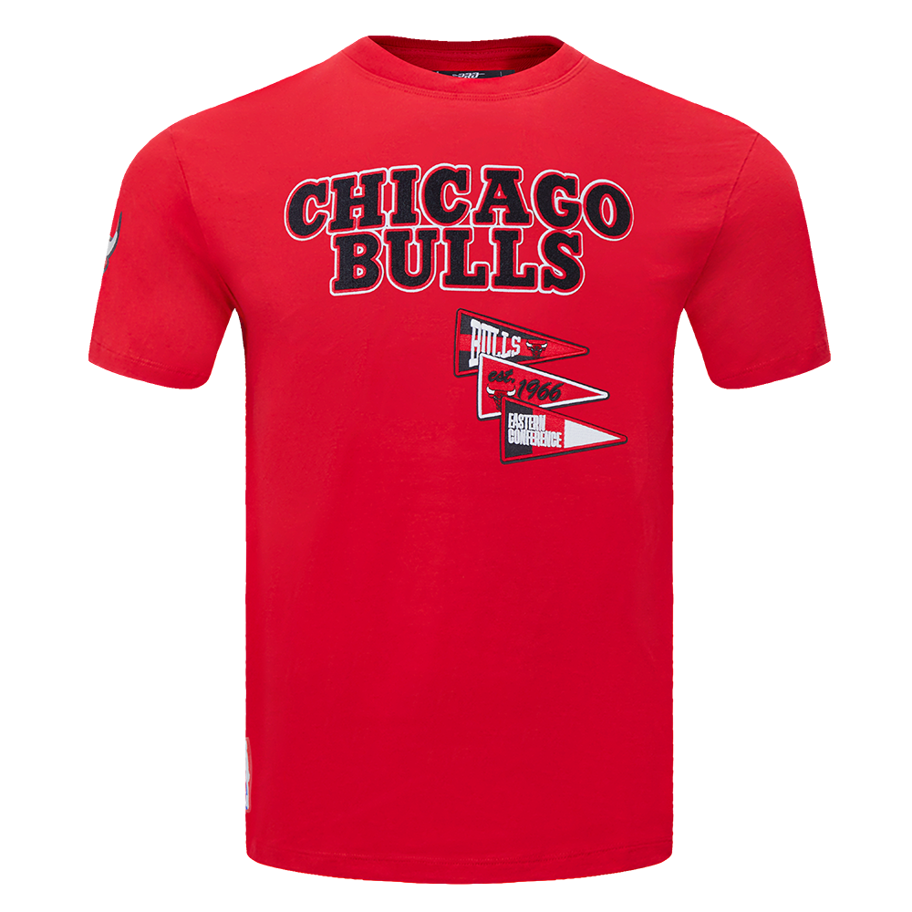NBA CHICAGO BULLS TEAM PENNANTS T-SHIRT À LOGOTYPE POUR HOMME (ROUGE)