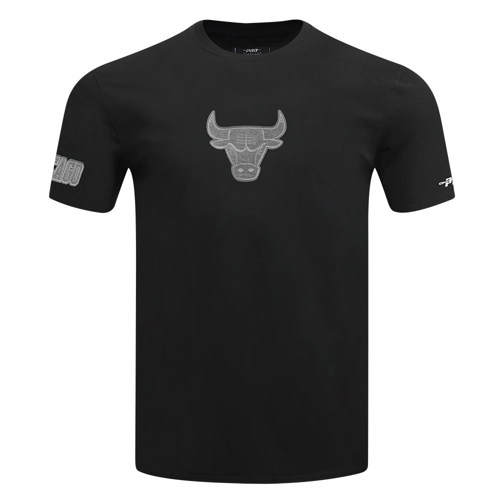 NBA CHICAGO BULLS REVERSE FRENCH TERRY T-SHIRT EN JERSEY DE COTON À ÉPAULES TOMBANTES POUR HOMME (NOIR)