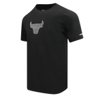 NBA CHICAGO BULLS REVERSE FRENCH TERRY T-SHIRT EN JERSEY DE COTON À ÉPAULES TOMBANTES POUR HOMME (NOIR)