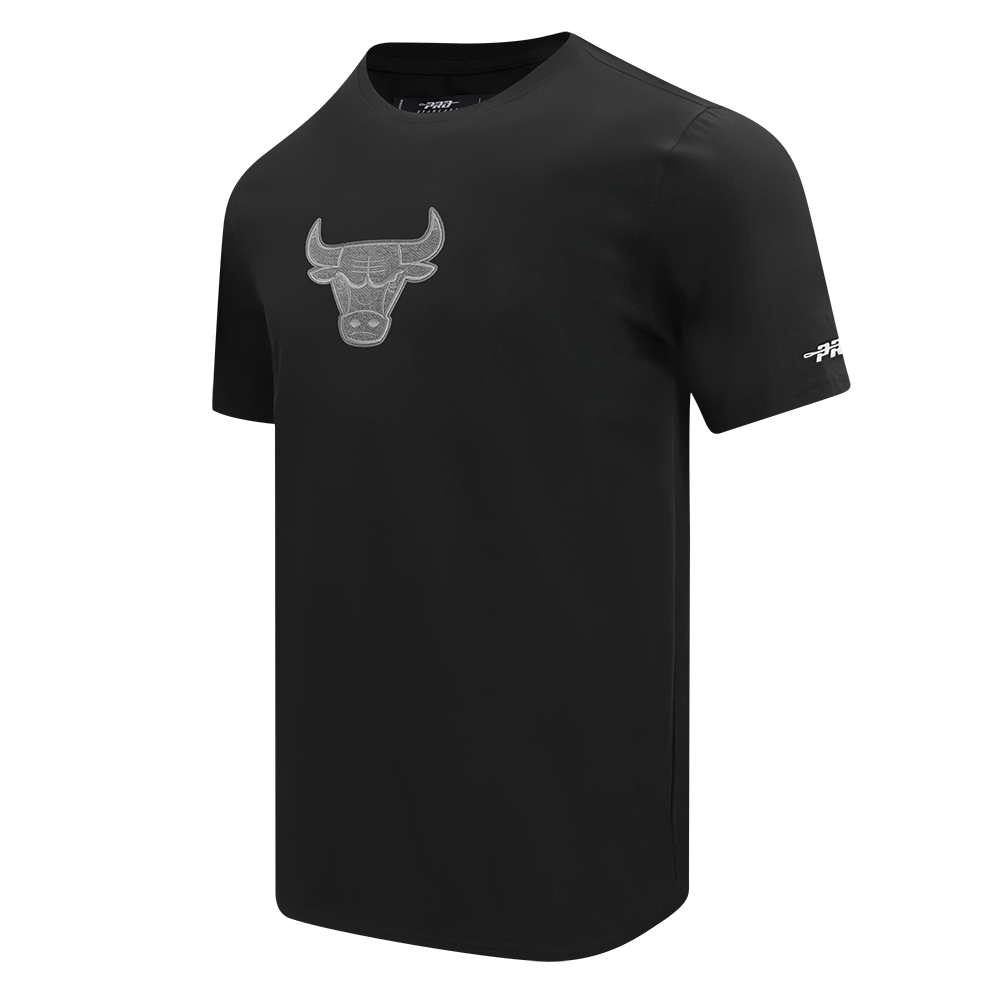 NBA CHICAGO BULLS REVERSE FRENCH TERRY MEN'S COTTON JERSEY DROP SHOULDER TEE (BLACK)