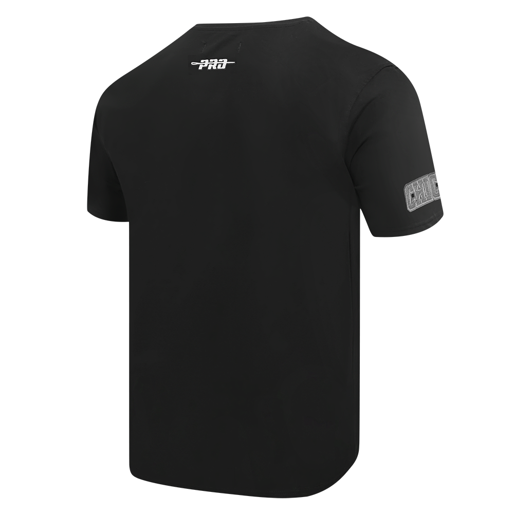 NBA CHICAGO BULLS REVERSE FRENCH TERRY T-SHIRT EN JERSEY DE COTON À ÉPAULES TOMBANTES POUR HOMME (NOIR)