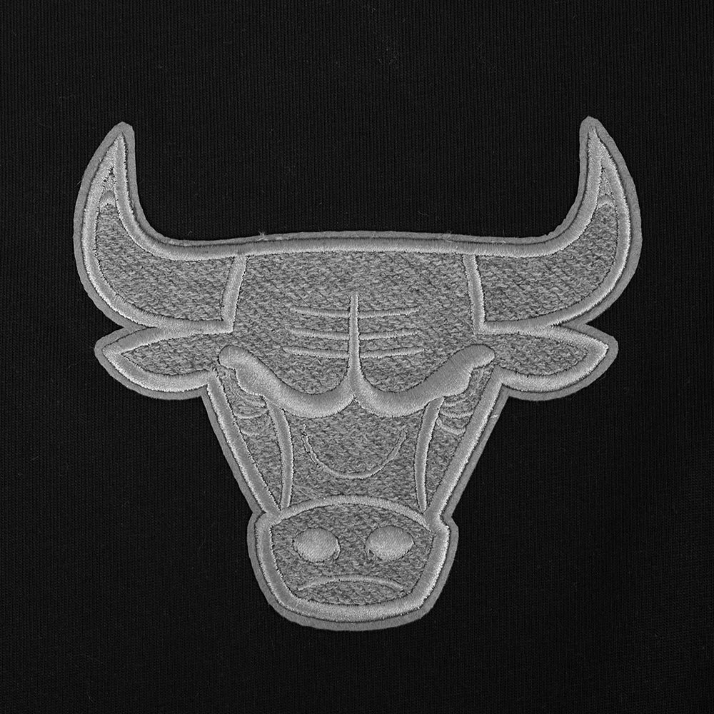 NBA CHICAGO BULLS REVERSE FRENCH TERRY T-SHIRT EN JERSEY DE COTON À ÉPAULES TOMBANTES POUR HOMME (NOIR)