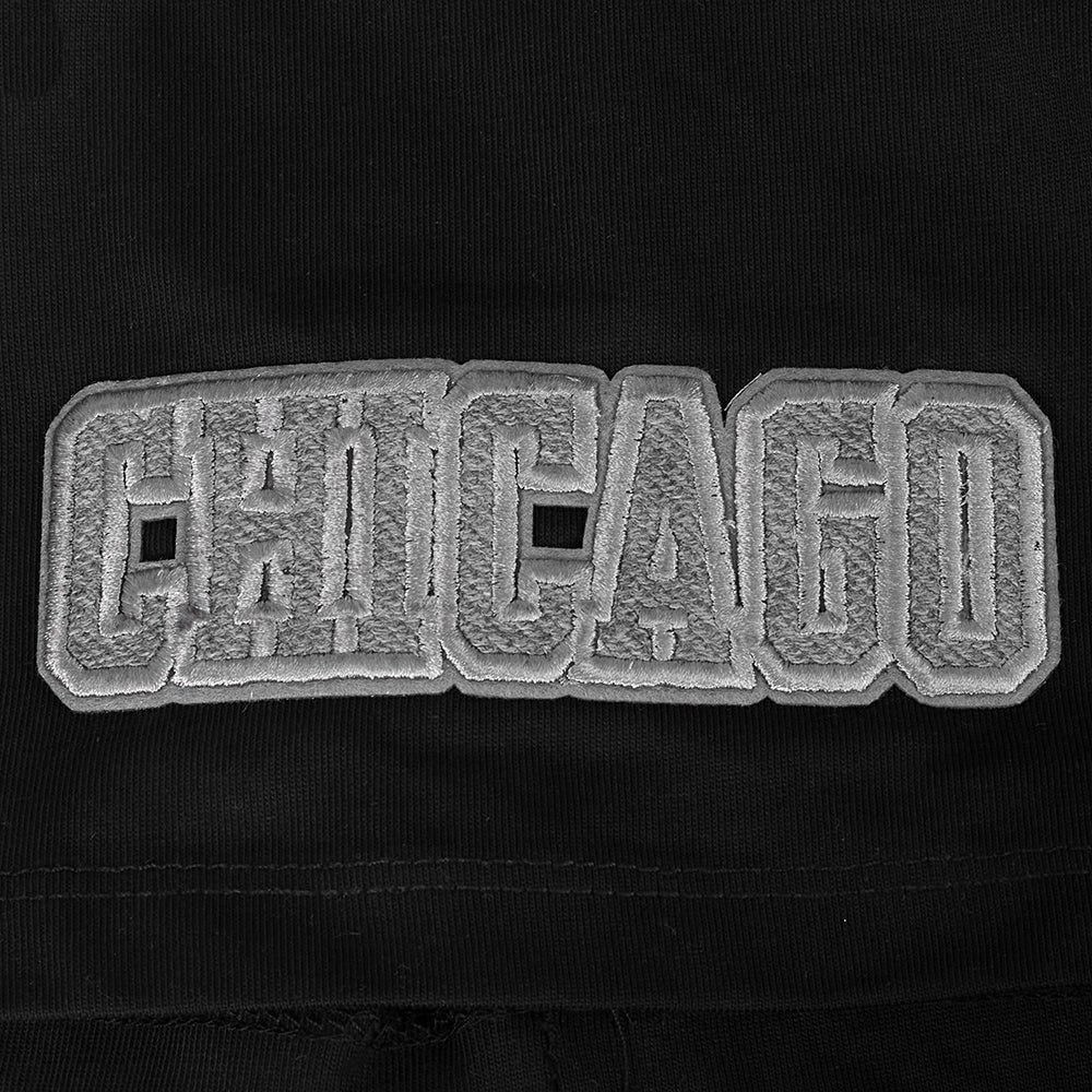 NBA CHICAGO BULLS REVERSE FRENCH TERRY T-SHIRT EN JERSEY DE COTON À ÉPAULES TOMBANTES POUR HOMME (NOIR)