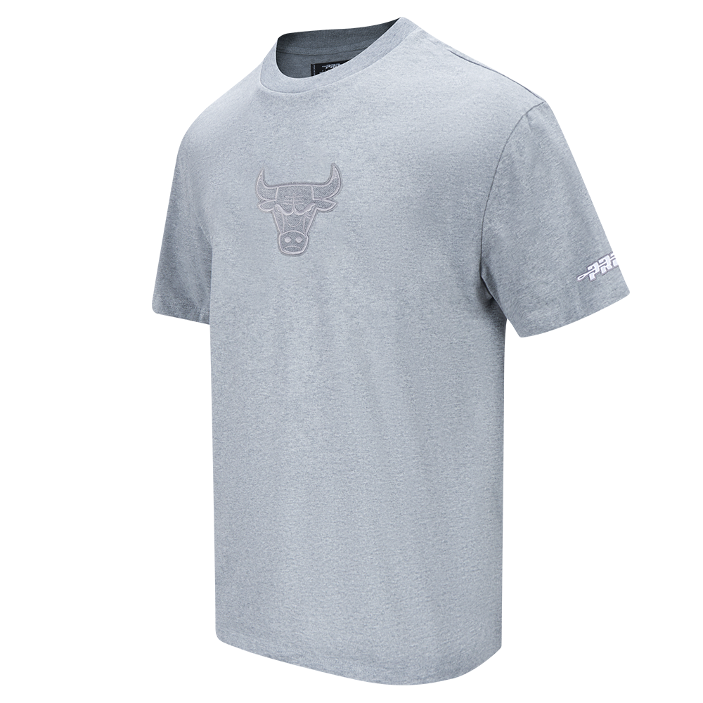 NBA CHICAGO BULLS REVERSE FRENCH TERRY T-SHIRT EN JERSEY DE COTON À ÉPAULES TOMBANTES POUR HOMME (GRIS CHINÉ FONCÉ)