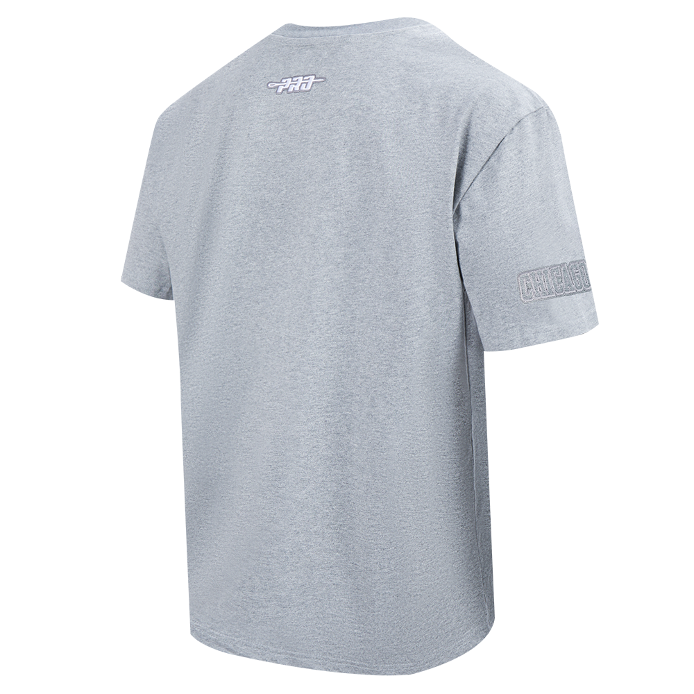 NBA CHICAGO BULLS REVERSE FRENCH TERRY T-SHIRT EN JERSEY DE COTON À ÉPAULES TOMBANTES POUR HOMME (GRIS CHINÉ FONCÉ)