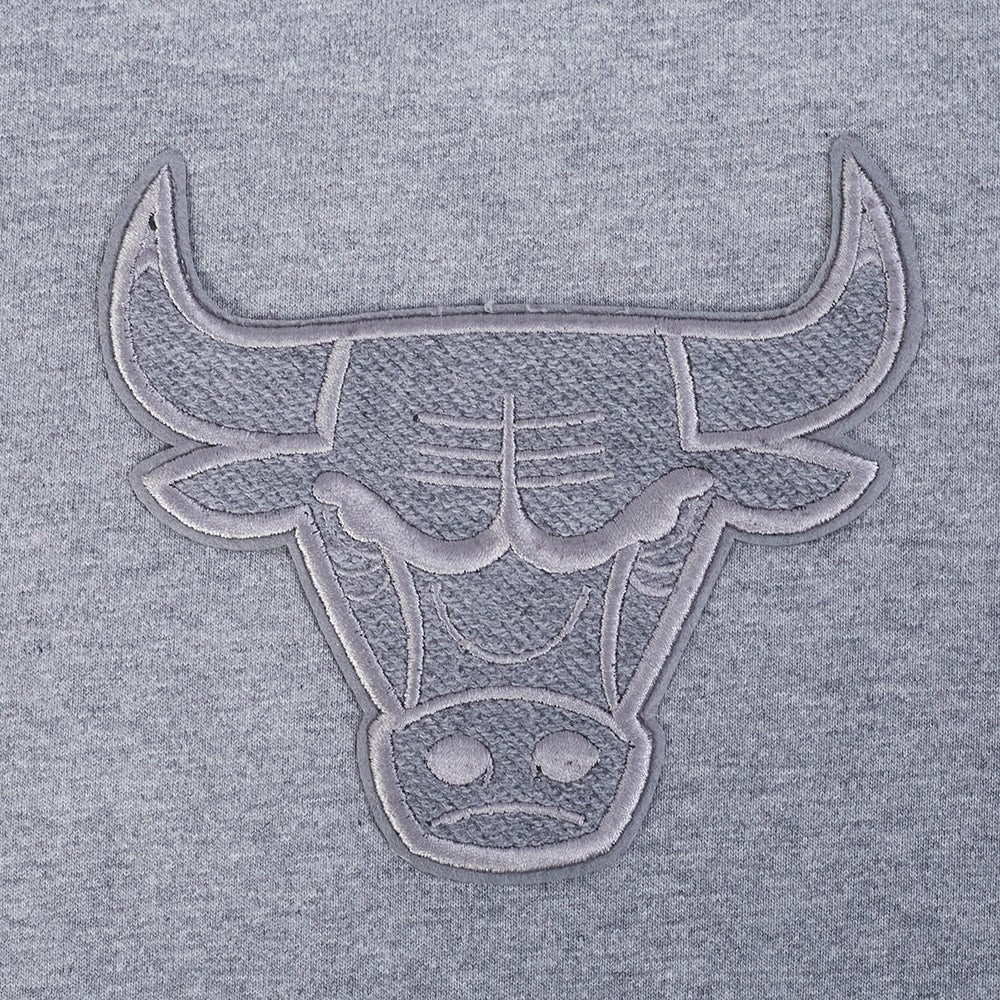 NBA CHICAGO BULLS REVERSE FRENCH TERRY T-SHIRT EN JERSEY DE COTON À ÉPAULES TOMBANTES POUR HOMME (GRIS CHINÉ FONCÉ)