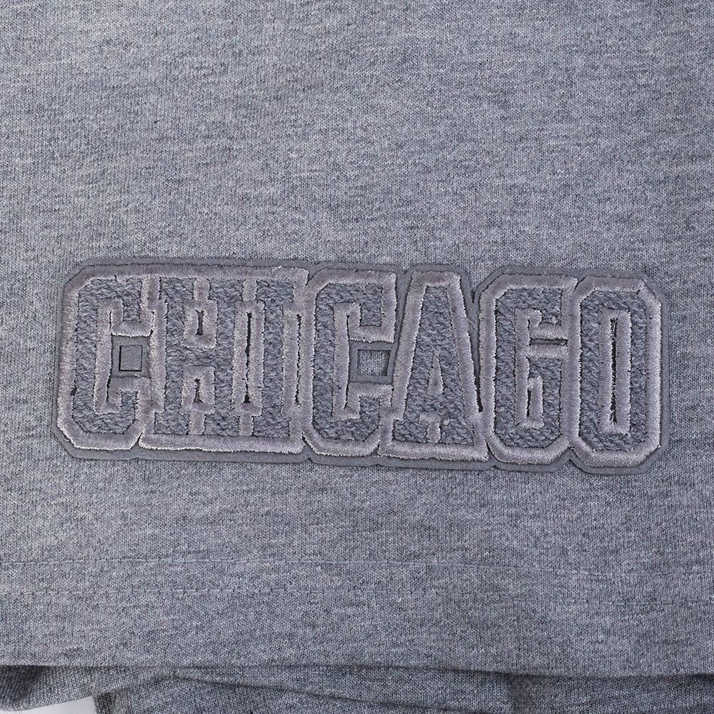 NBA CHICAGO BULLS REVERSE FRENCH TERRY T-SHIRT EN JERSEY DE COTON À ÉPAULES TOMBANTES POUR HOMME (GRIS CHINÉ FONCÉ)