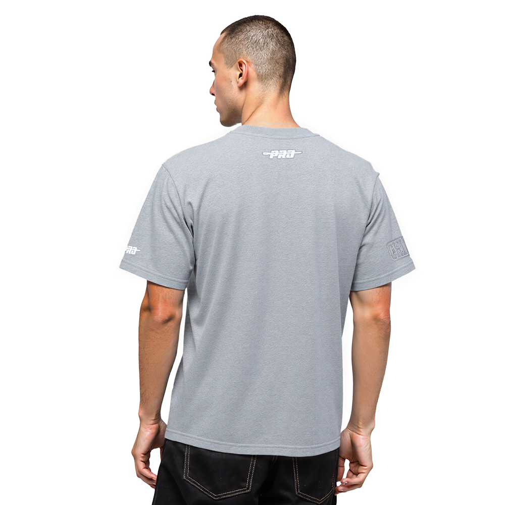 NBA CHICAGO BULLS REVERSE FRENCH TERRY T-SHIRT EN JERSEY DE COTON À ÉPAULES TOMBANTES POUR HOMME (GRIS CHINÉ FONCÉ)