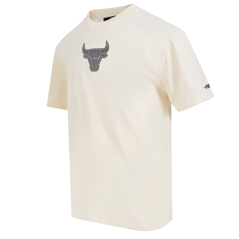 NBA CHICAGO BULLS REVERSE FRENCH TERRY MEN'S COTTON JERSEY DROP SHOULDER TEE (EGGSHELL)