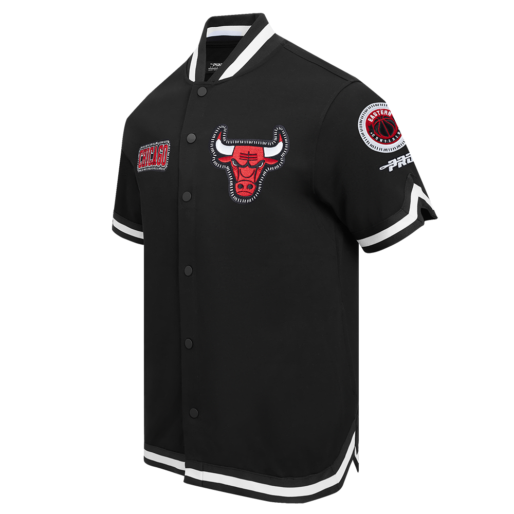 NBA CHICAGO BULLS DIY PICK STITCH MEN'S DOUBLE KNIT SHORT SLEEVE JACKET (BLACK)