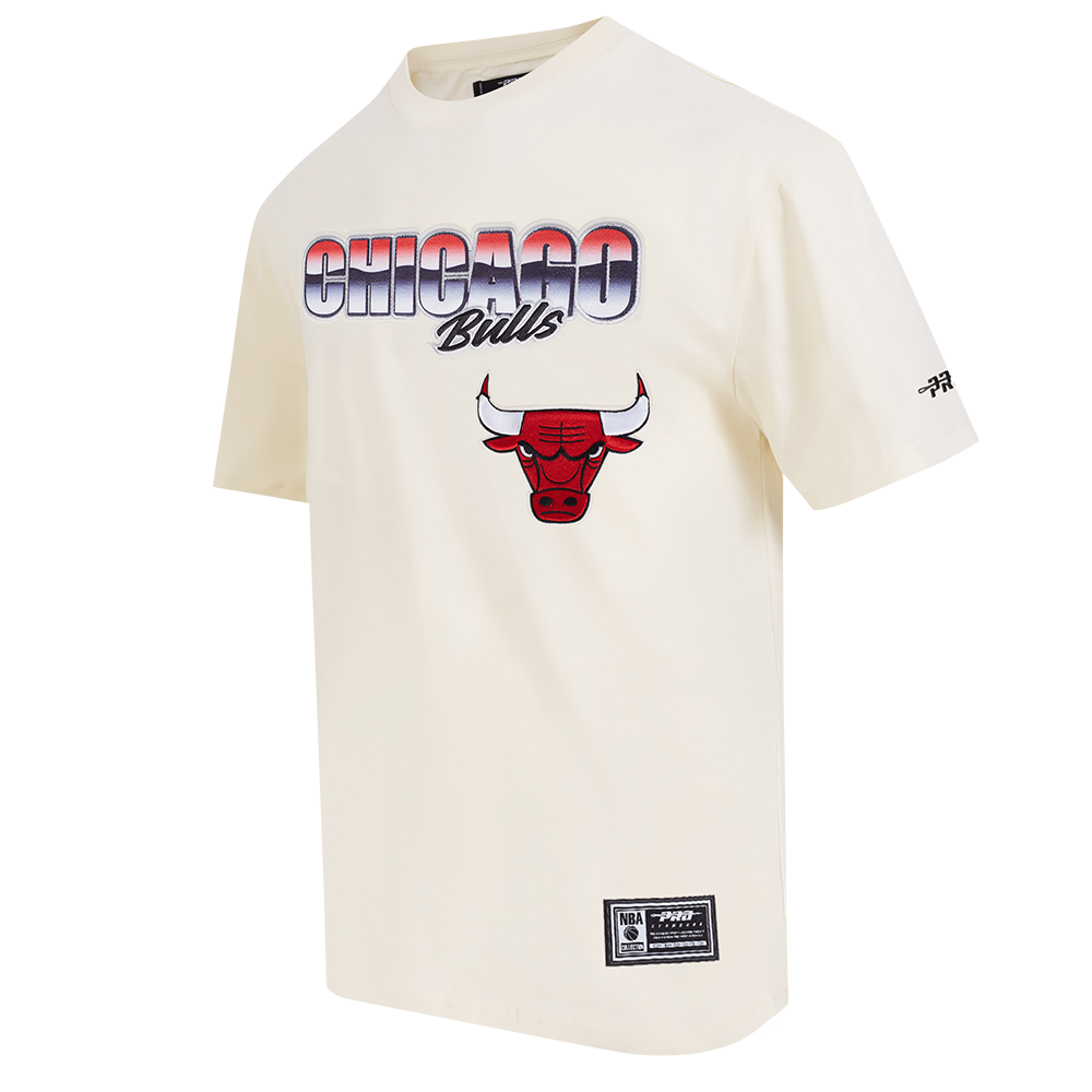 NBA CHICAGO BULLS CHROME MEN'S COTTON JERSEY DROP SHOULDER TEE (EGGSHELL)