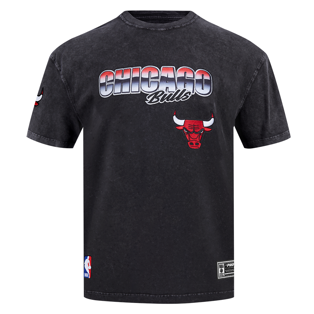 NBA CHICAGO BULLS CHROME MEN'S COTTON JERSEY DROP SHOULDER TEE (WASHED BLACK)