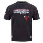 NBA CHICAGO BULLS CHROME MEN'S COTTON JERSEY DROP SHOULDER TEE (WASHED BLACK)