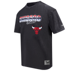NBA CHICAGO BULLS CHROME MEN'S COTTON JERSEY DROP SHOULDER TEE (WASHED BLACK)