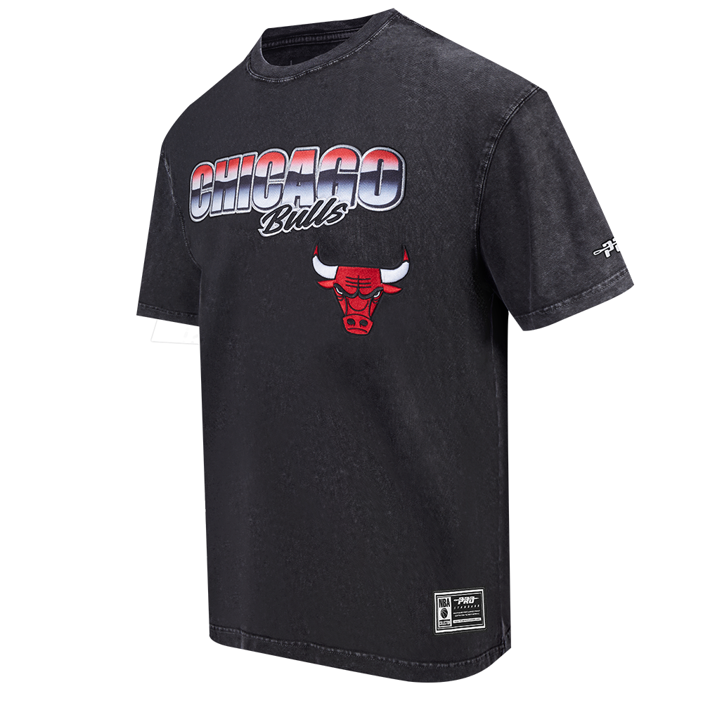 NBA CHICAGO BULLS CHROME MEN'S COTTON JERSEY DROP SHOULDER TEE (WASHED BLACK)