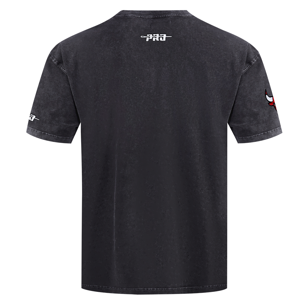 NBA CHICAGO BULLS CHROME MEN'S COTTON JERSEY DROP SHOULDER TEE (WASHED BLACK)