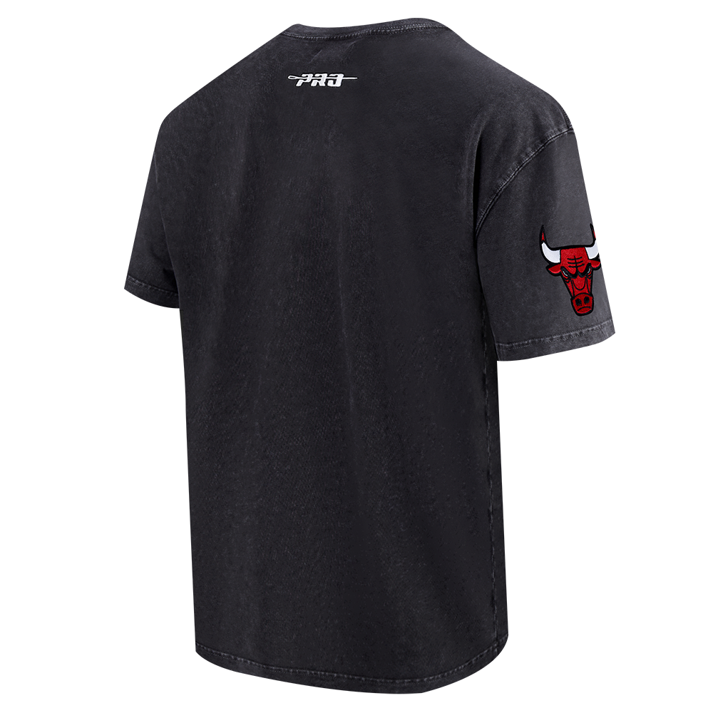 NBA CHICAGO BULLS CHROME MEN'S COTTON JERSEY DROP SHOULDER TEE (WASHED BLACK)