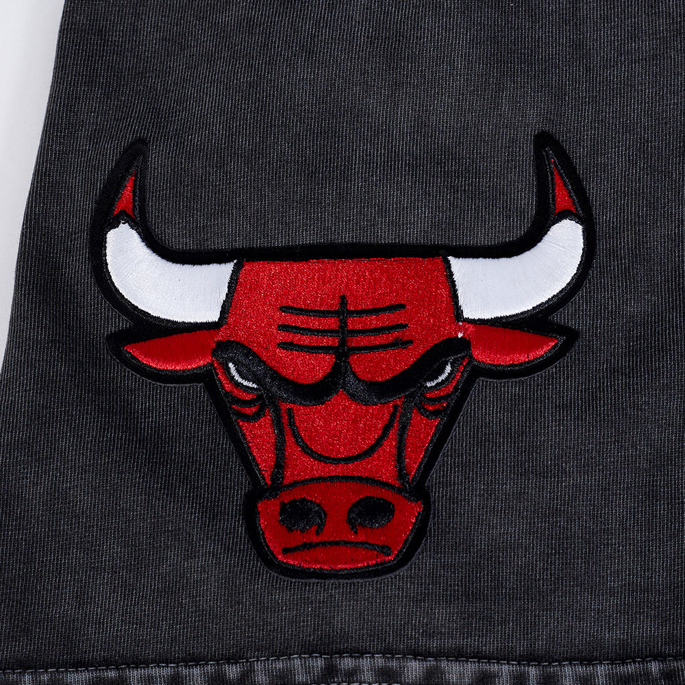 NBA CHICAGO BULLS CHROME MEN'S COTTON JERSEY DROP SHOULDER TEE (WASHED BLACK)
