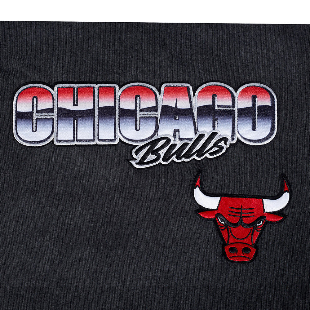 NBA CHICAGO BULLS CHROME MEN'S COTTON JERSEY DROP SHOULDER TEE (WASHED BLACK)
