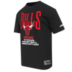 NBA CHICAGO BULLS CITY TOUR 2.0 T-SHIRT EN JERSEY DE COTON À ÉPAULES TOMBANTES POUR HOMME (NOIR)