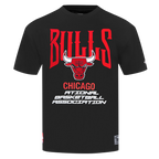 NBA CHICAGO BULLS CITY TOUR 2.0 T-SHIRT EN JERSEY DE COTON À ÉPAULES TOMBANTES POUR HOMME (NOIR)
