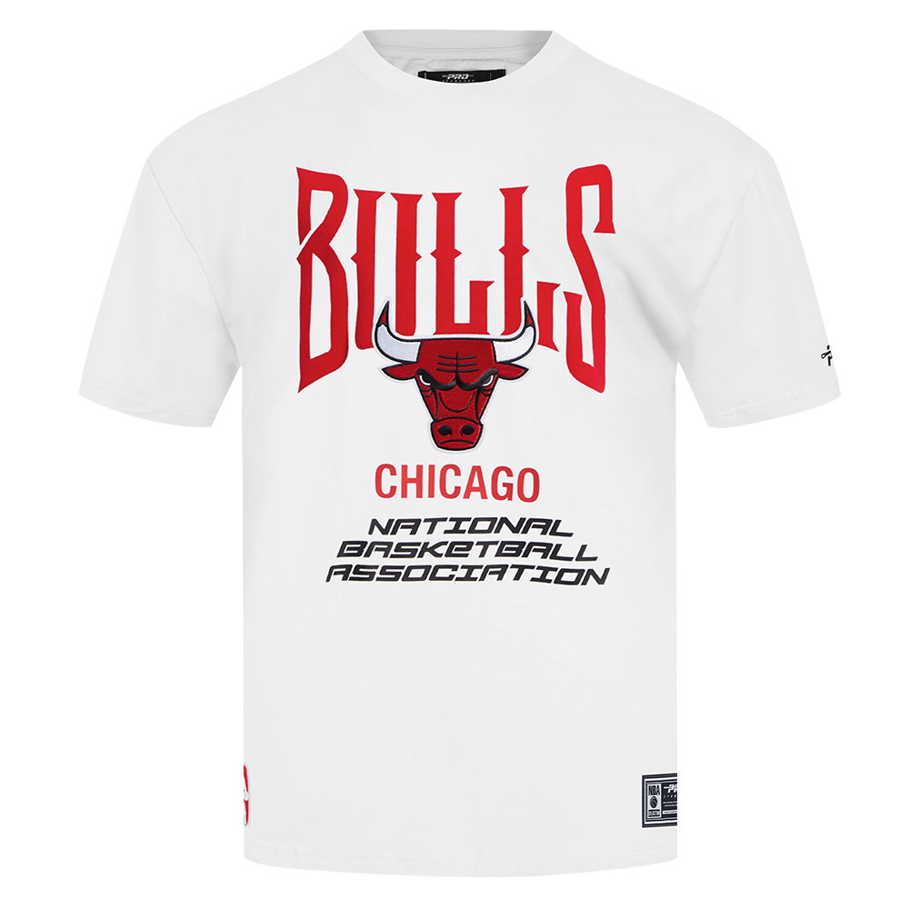 NBA CHICAGO BULLS CITY TOUR 2.0 T-SHIRT EN JERSEY DE COTON À ÉPAULES TOMBANTES POUR HOMME (BLANC)