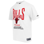 NBA CHICAGO BULLS CITY TOUR 2.0 T-SHIRT EN JERSEY DE COTON À ÉPAULES TOMBANTES POUR HOMME (BLANC)