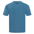NBA CHICAGO BULLS COUNTRY CLUB T-SHIRT EN JERSEY DE COTON À ÉPAULES TOMBANTES POUR HOMME (BLEU ACIER)