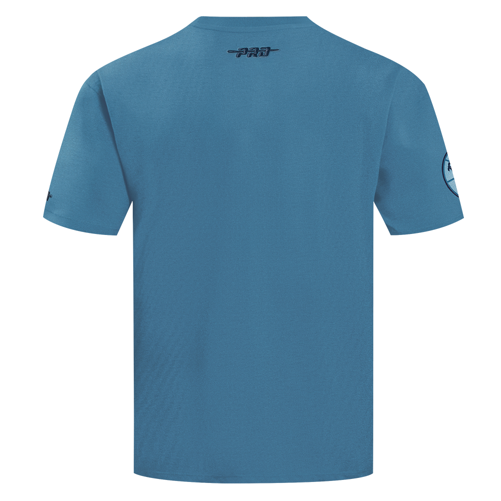 NBA CHICAGO BULLS COUNTRY CLUB T-SHIRT EN JERSEY DE COTON À ÉPAULES TOMBANTES POUR HOMME (BLEU ACIER)