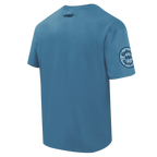 NBA CHICAGO BULLS COUNTRY CLUB T-SHIRT EN JERSEY DE COTON À ÉPAULES TOMBANTES POUR HOMME (BLEU ACIER)