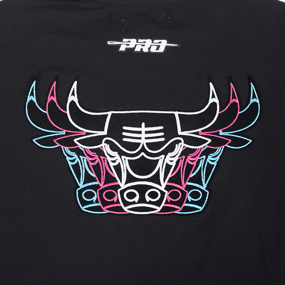 NBA CHICAGO BULLS ECHO LOGO T-SHIRT EN JERSEY SIMPLE POUR HOMME (NOIR)