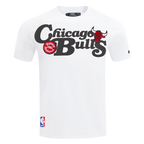 NBA CHICAGO BULLS SOUVENIR T-SHIRT EN JERSEY SIMPLE POUR HOMME (BLANC)