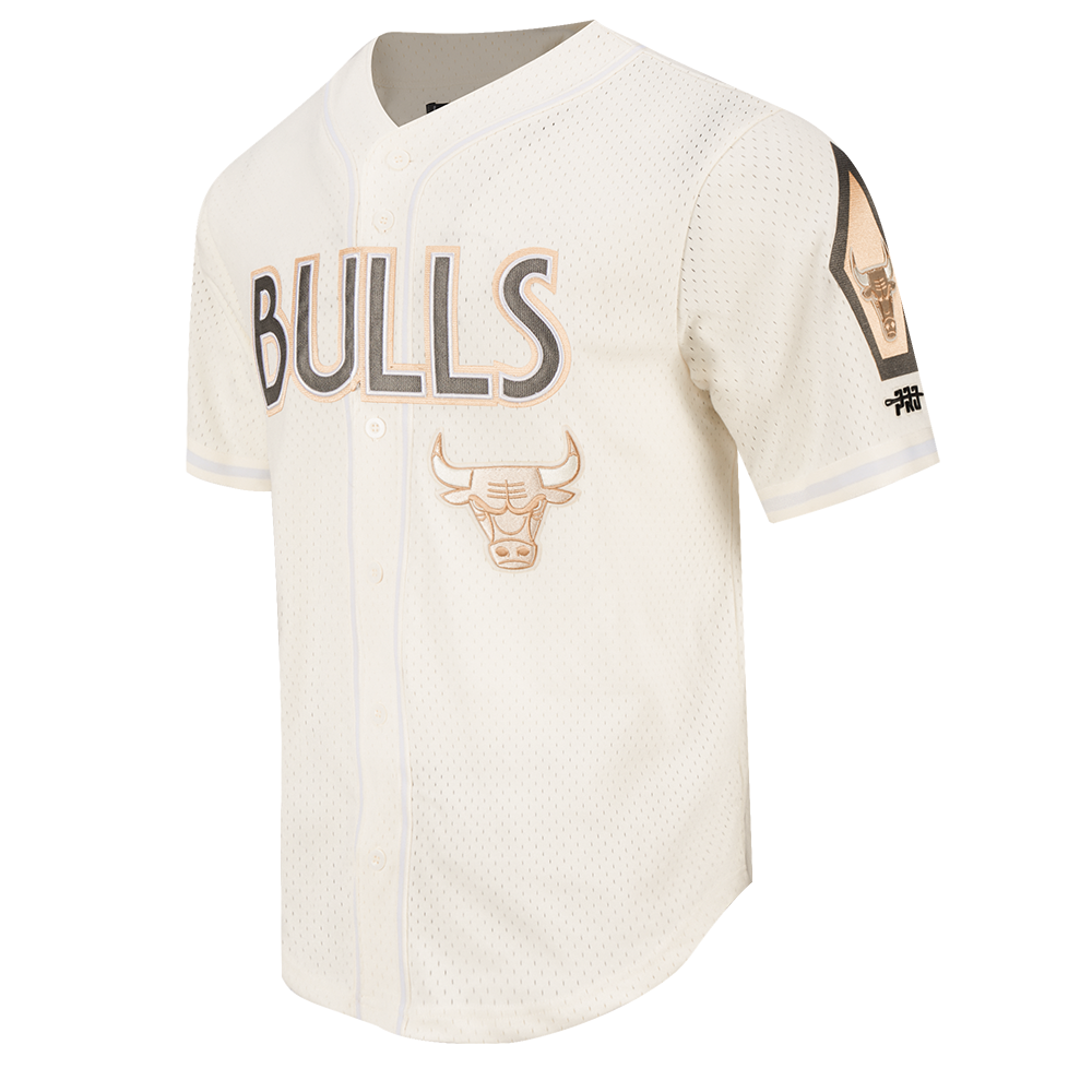 NBA CHICAGO BULLS CITY EDITION 24-25 MEN'S MESH BUTTON DOWN SHIRT (EGGSHELL)