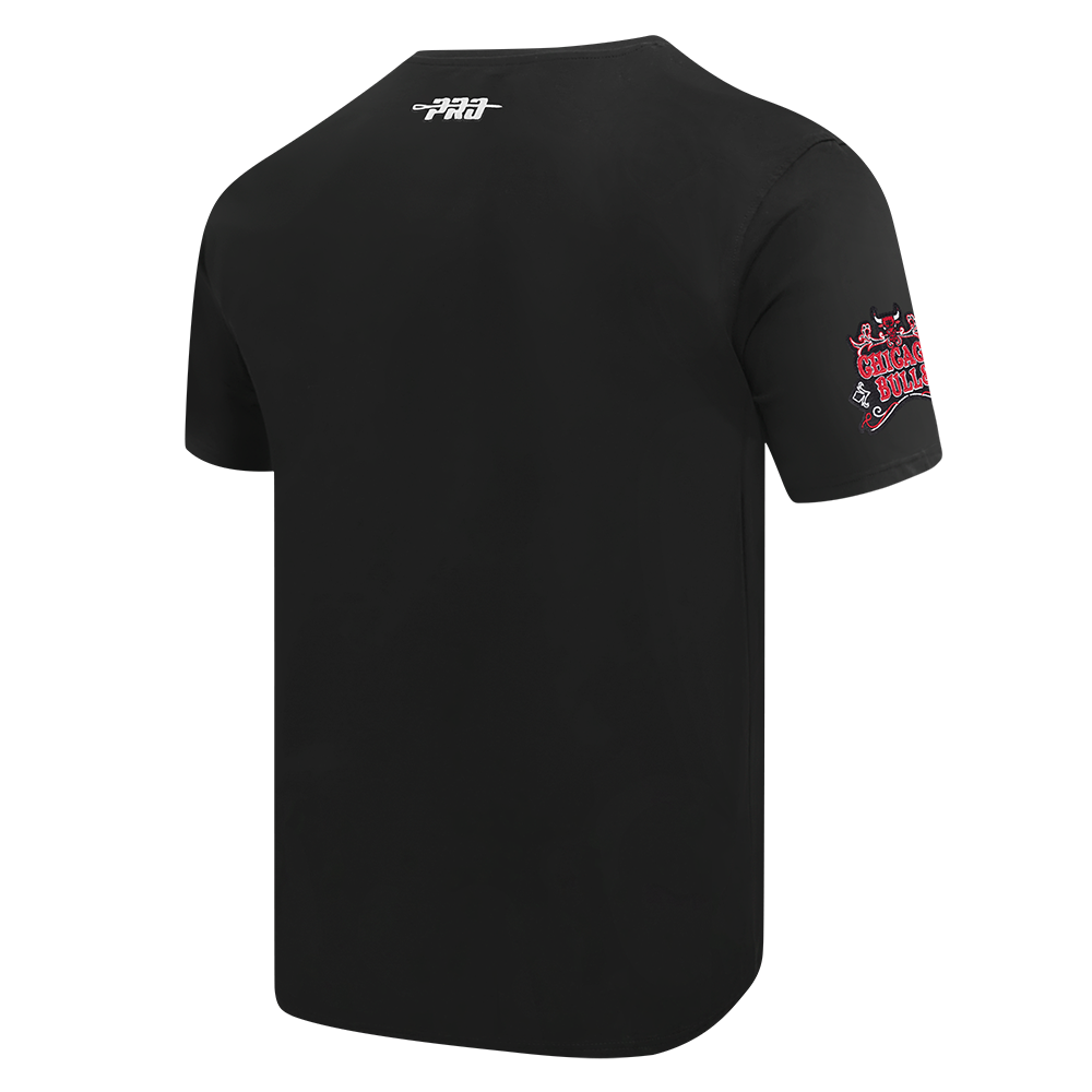 NBA CHICAGO BULLS REBEL ATHLETICS STACKED LOGO MEN'S SJ TEE (BLACK)