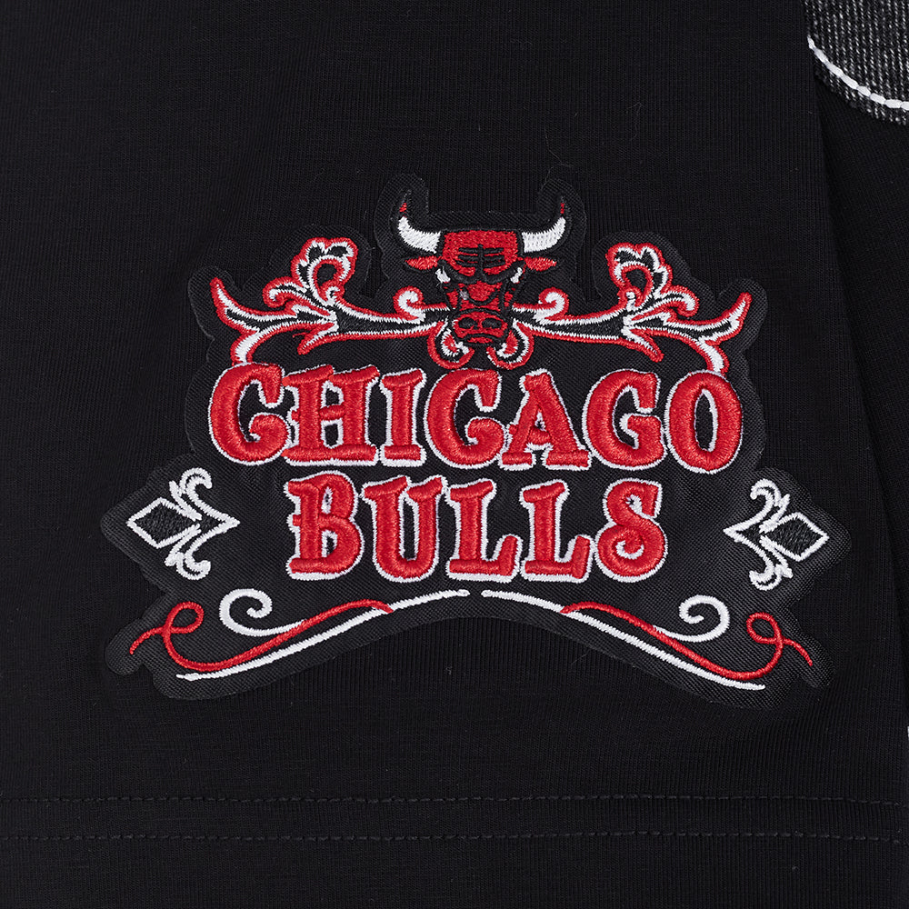 NBA CHICAGO BULLS REBEL ATHLETICS STACKED LOGO MEN'S SJ TEE (BLACK)