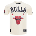 NBA CHICAGO BULLS REBEL ATHLETICS T-SHIRT EN JERSEY SIMPLE À LOGO EMPILÉ POUR HOMME (COQUILLE D'ŒUF)