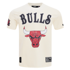 NBA CHICAGO BULLS REBEL ATHLETICS T-SHIRT EN JERSEY SIMPLE À LOGO EMPILÉ POUR HOMME (COQUILLE D'ŒUF)