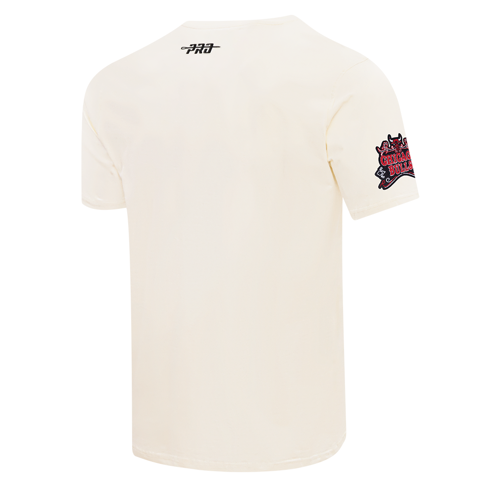 NBA CHICAGO BULLS REBEL ATHLETICS T-SHIRT EN JERSEY SIMPLE À LOGO EMPILÉ POUR HOMME (COQUILLE D'ŒUF)