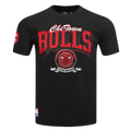 NBA CHICAGO BULLS TEAM BADGE T-SHIRT EN JERSEY SIMPLE POUR FEMME POUR HOMME (NOIR)