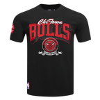 NBA CHICAGO BULLS TEAM BADGE T-SHIRT EN JERSEY SIMPLE POUR FEMME POUR HOMME (NOIR)