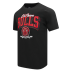 NBA CHICAGO BULLS TEAM BADGE T-SHIRT EN JERSEY SIMPLE POUR FEMME POUR HOMME (NOIR)