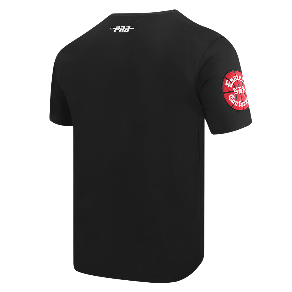 NBA CHICAGO BULLS TEAM BADGE T-SHIRT EN JERSEY SIMPLE POUR FEMME POUR HOMME (NOIR)