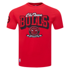 NBA CHICAGO BULLS TEAM BADGE T-SHIRT EN JERSEY SIMPLE POUR FEMME POUR HOMME (ROUGE)