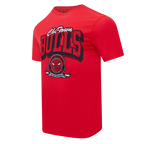 NBA CHICAGO BULLS TEAM BADGE T-SHIRT EN JERSEY SIMPLE POUR FEMME POUR HOMME (ROUGE)