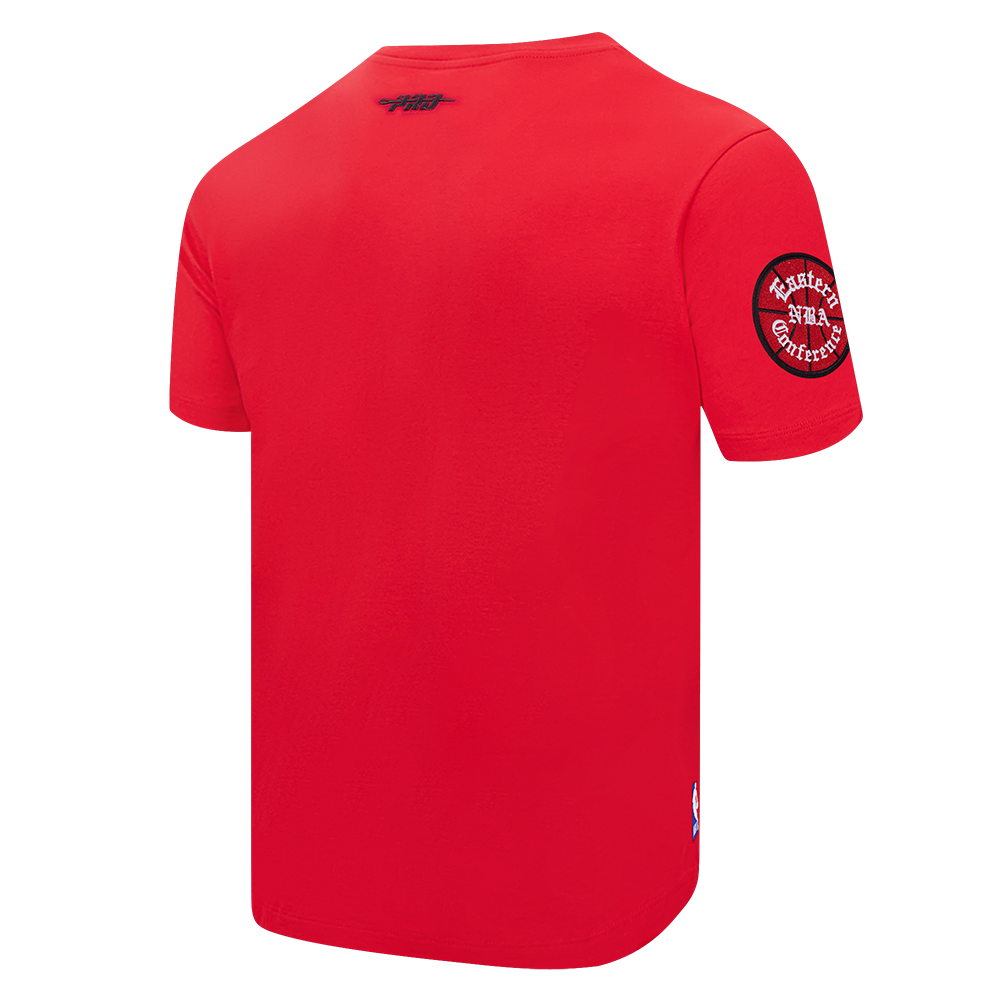 NBA CHICAGO BULLS TEAM BADGE T-SHIRT EN JERSEY SIMPLE POUR FEMME POUR HOMME (ROUGE)