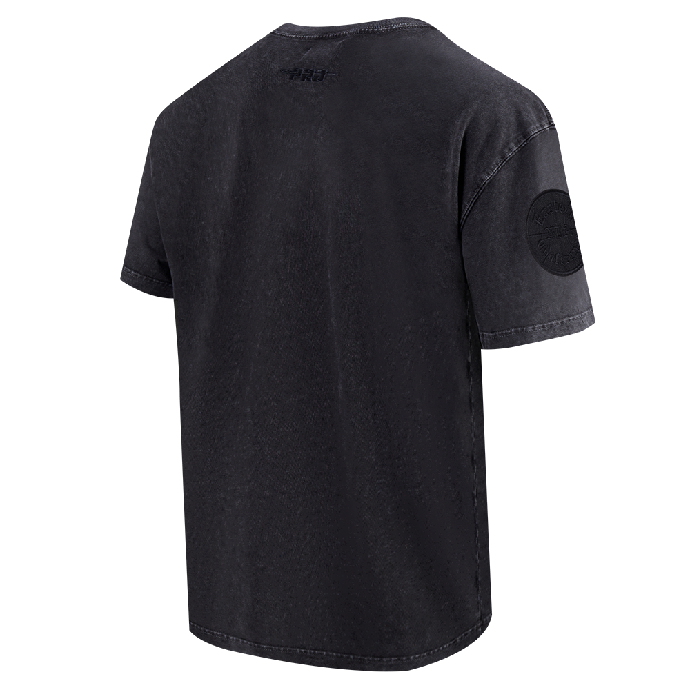 NBA CHICAGO BULLS WASHED CLASSIC T-SHIRT EN JERSEY DE COTON DÉLAVÉ À L'ENZYME À ÉPAULES TOMBANTES POUR HOMME (NOIR DÉLAVÉ)