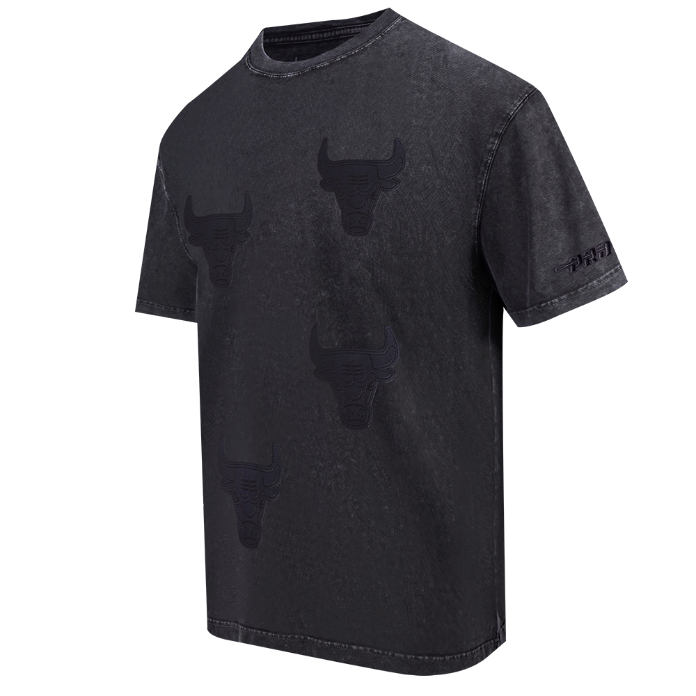 NBA CHICAGO BULLS WASHED VANGUARD MEN'S ENZYME WASH CJ DROP SHOULDER (WASHED BLACK)