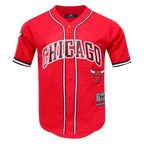 NBA CHICAGO BULLS LOGO MEN'S MESH BUTTON DOWN JERSEY (RED)